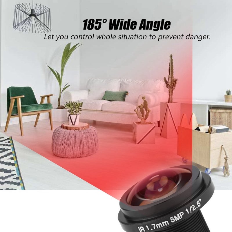 fosa Mini HD Hidden Camera Fisheye Security Panoramic Lens Camera 5MP/1.7mm Focal Length/185?Wide Angle for Fisheye Security Cam, Home/Office/Outdoor/Indoor - Image 2